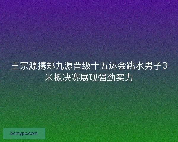 王宗源携郑九源晋级十五运会跳水男子3米板决赛展现强劲实力